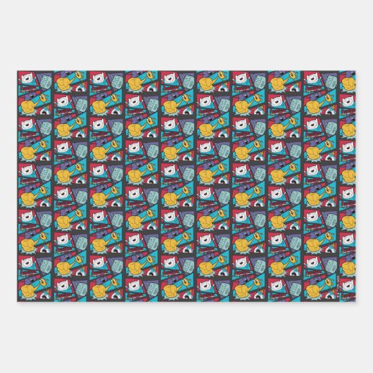 Feuille De Papier Cadeau Temps d'aventure | Graphique du panneau d'action (Devant 3)