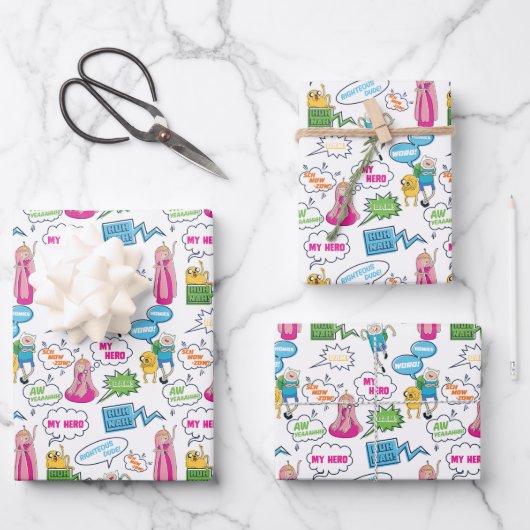 Feuille De Papier Cadeau Temps d'aventure | Motif d'appel de caractères (Recto)