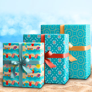 Feuille De Papier Cadeau Temps heureux de plage d'été