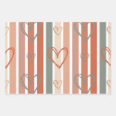 Feuille De Papier Cadeau Tendance pastel rayures coeur valentines (Devant 3)