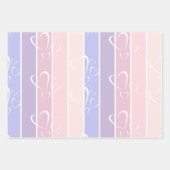 Feuille De Papier Cadeau Tendance pastel rayures coeur valentines (Devant)