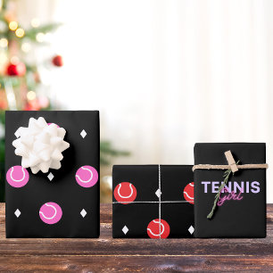 Feuille De Papier Cadeau Tennis Girl Pink Balls Cadeau
