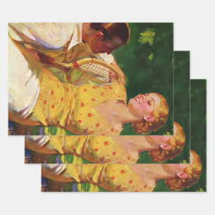 Feuille De Papier Cadeau Tennis Sportif Vintage, Amour et Romance
