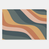 Feuille De Papier Cadeau Terme Boho Abstrait Wavy Swirl Lines Terracotta (Devant)