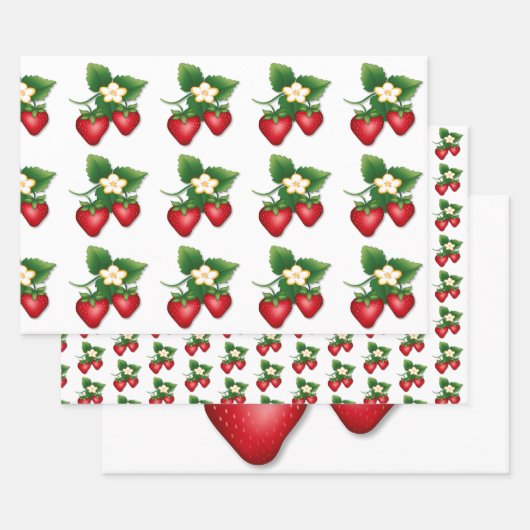 Feuille De Papier Cadeau Terminez avec I Love Strawberry (Lot)