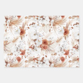 Feuille De Papier Cadeau Terracotta et fleurs blanches Botanique Boho Exoti (Devant 3)