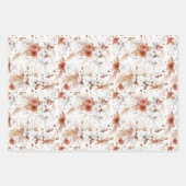 Feuille De Papier Cadeau Terracotta et fleurs blanches Botanique Boho Exoti (Devant 2)