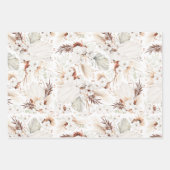 Feuille De Papier Cadeau Terracotta Fleurs Blanches Botanique Bohème Élégan (Devant 3)