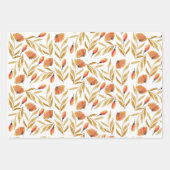 Feuille De Papier Cadeau Terracotta Mustard Jaune Floral (Devant)