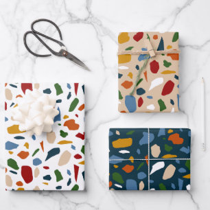 Feuille De Papier Cadeau Terrazzo Motif coloré