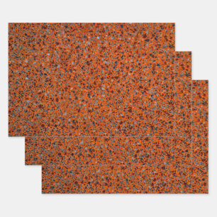 Feuille De Papier Cadeau Terrazzo Retro Orange Grey Brown Motif Vintage