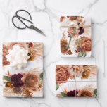 Feuille De Papier Cadeau Terre Cuite Fleurie d'Herbe de Pampas Botanique<br><div class="desc">Papiers d'emballage à motif de fleurs aux nuances de cuivre rouille et d'herbe de pampas</div>