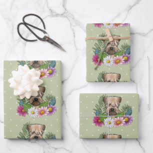 Feuille De Papier Cadeau Terrier Irlandais à Poil Souple Fleurs Colorées Ve