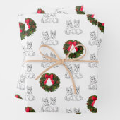 Feuille De Papier Cadeau Terriers écossais avec couronne de Noël (En situation)