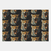 Feuille De Papier Cadeau Tête d'attaque du léopard (Devant)