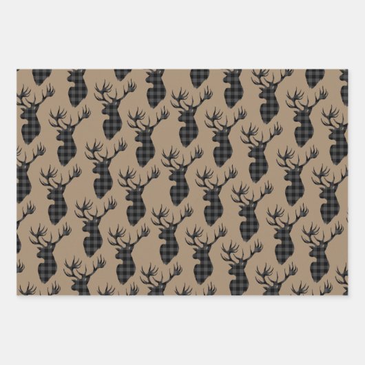 Feuille De Papier Cadeau Tête de bâton rouge noir rustique Kraft (Devant 3)