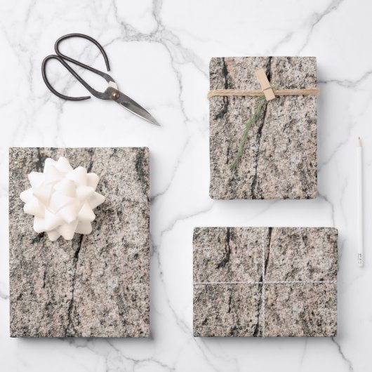 Feuille De Papier Cadeau Tête de pierre beige rose (Recto)