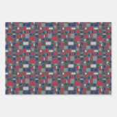 Feuille De Papier Cadeau Texas Red & Blue Wonky Carrés & Rectangles (Devant 3)