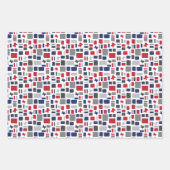 Feuille De Papier Cadeau Texas Red & Blue Wonky Carrés & Rectangles (Devant 2)
