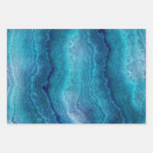 Feuille De Papier Cadeau Texture de l'Agate Vert de la Mer Bleue (Devant 3)