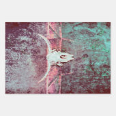 Feuille De Papier Cadeau Texture de l'Ouest Taureau Turquoise rustique (Devant 3)