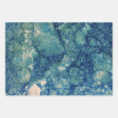 Feuille De Papier Cadeau Texture de marbre bleu sarcelle vert (Devant 2)