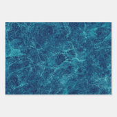 Feuille De Papier Cadeau Texture de marbre bleu, vert et corail (Devant)