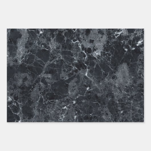 Feuille De Papier Cadeau Texture en marbre noir (Devant 3)