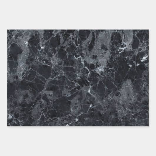 Feuille De Papier Cadeau Texture en marbre noir (Devant)