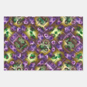 Feuille De Papier Cadeau Texture fractale violette et verte de Noël (Devant 3)