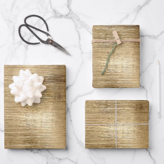 Feuille De Papier Cadeau Texture métallique or rustique brillant élégant (Recto)