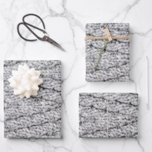 Feuille De Papier Cadeau texture motif tricotée
