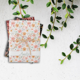 Feuille De Papier Cadeau Thanksgiving Autumn fleur rouge nom du motif