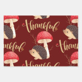 Feuille De Papier Cadeau Thanksgiving Cute Kawaii Hedgehog, automne, automn (Devant 3)
