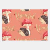 Feuille De Papier Cadeau Thanksgiving Cute Kawaii Hedgehog, automne, automn (Devant)