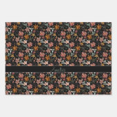 Feuille De Papier Cadeau Thanksgiving fleur d'automne noir nom du motif (Devant 2)