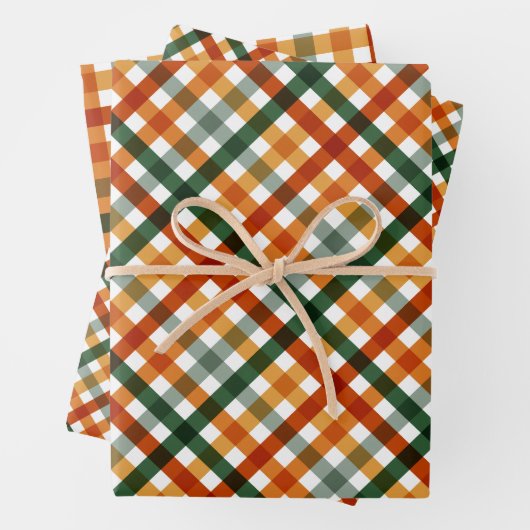 Feuille De Papier Cadeau Thanksgiving Gingham Moderne (En situation)