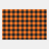 Feuille De Papier Cadeau Thanksgiving Plaid Motif En Noir Et Orange (Devant)