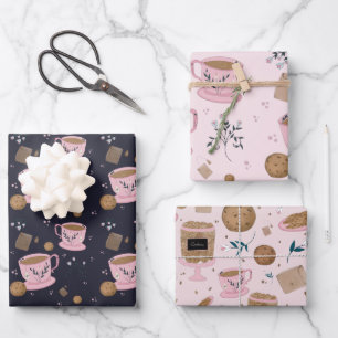 Feuille De Papier Cadeau Thé et biscuits 3 pack Enveloppe cadeau