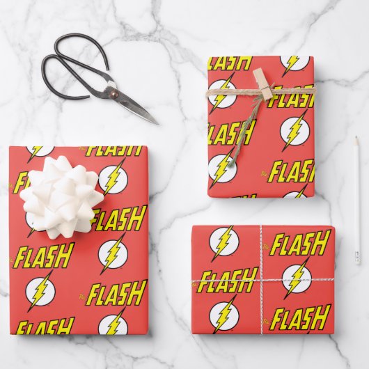 Feuille De Papier Cadeau The Flash Name & Lightning Bolt Logo (Recto)