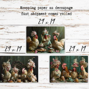 Feuille De Papier Cadeau Théière Décorative Poulets du Midi de la France en