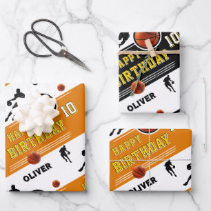 Feuille De Papier Cadeau Thème d'anniversaire Joueur de Basket-ball Moderne