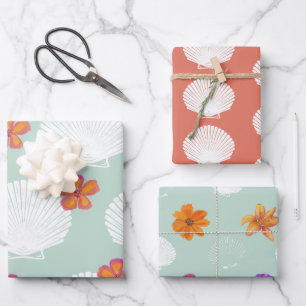 Feuille De Papier Cadeau Thème de la fête de la plage côtière