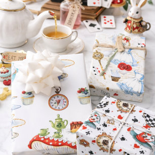 Feuille De Papier Cadeau Thème de la fête du thé d'Alice au Pays des Mervei