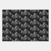 Feuille De Papier Cadeau Thème de moto monochrome (Devant 3)