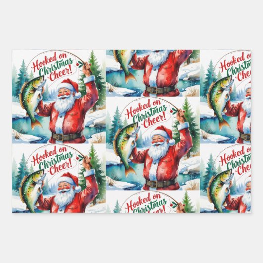Feuille De Papier Cadeau Thème de Noël de pêche (Devant 3)
