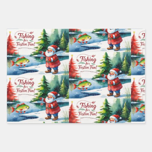 Feuille De Papier Cadeau Thème de Noël de pêche (Devant 2)