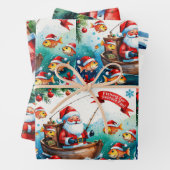 Feuille De Papier Cadeau Thème de Noël de pêche (En situation)