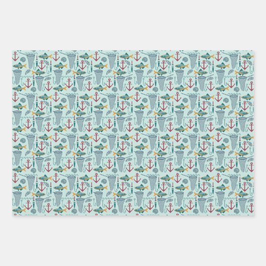 Feuille De Papier Cadeau Thème de pêche (Devant 3)