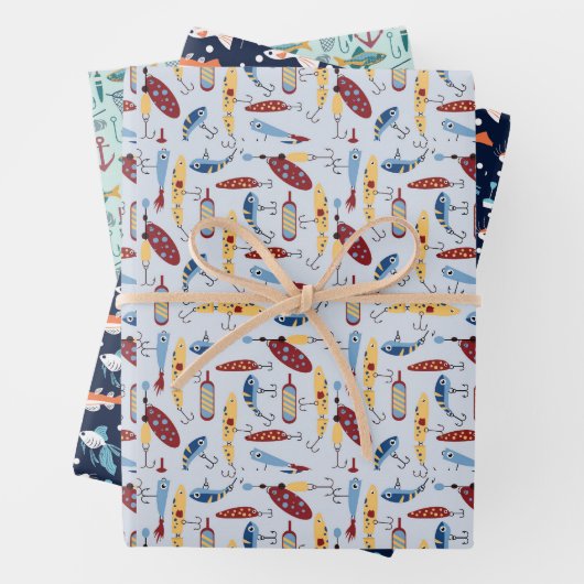 Feuille De Papier Cadeau Thème de pêche (En situation)